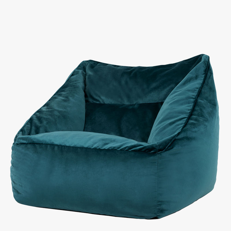 Natalia Velvet Armchair Bean Bag - Teal