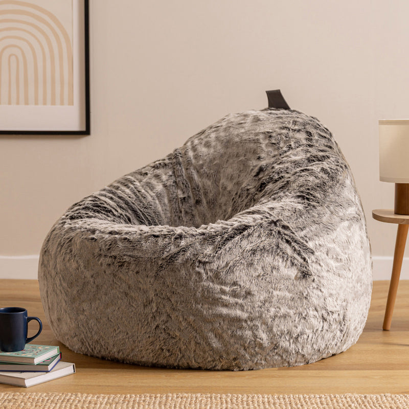 Faux Fur Cocoon Bean Bag - Grey