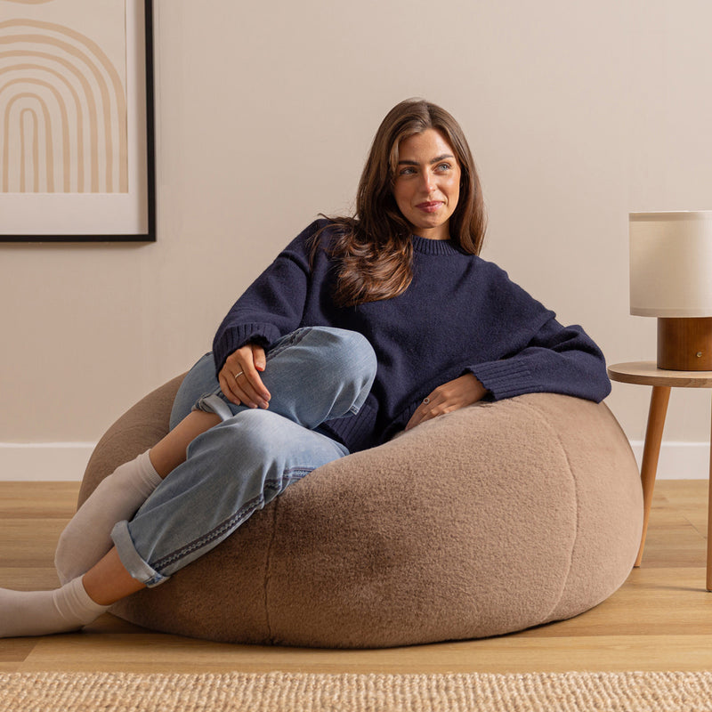 Kingston Faux Luxe Fur Classic Bean Bag - Mocha Brown