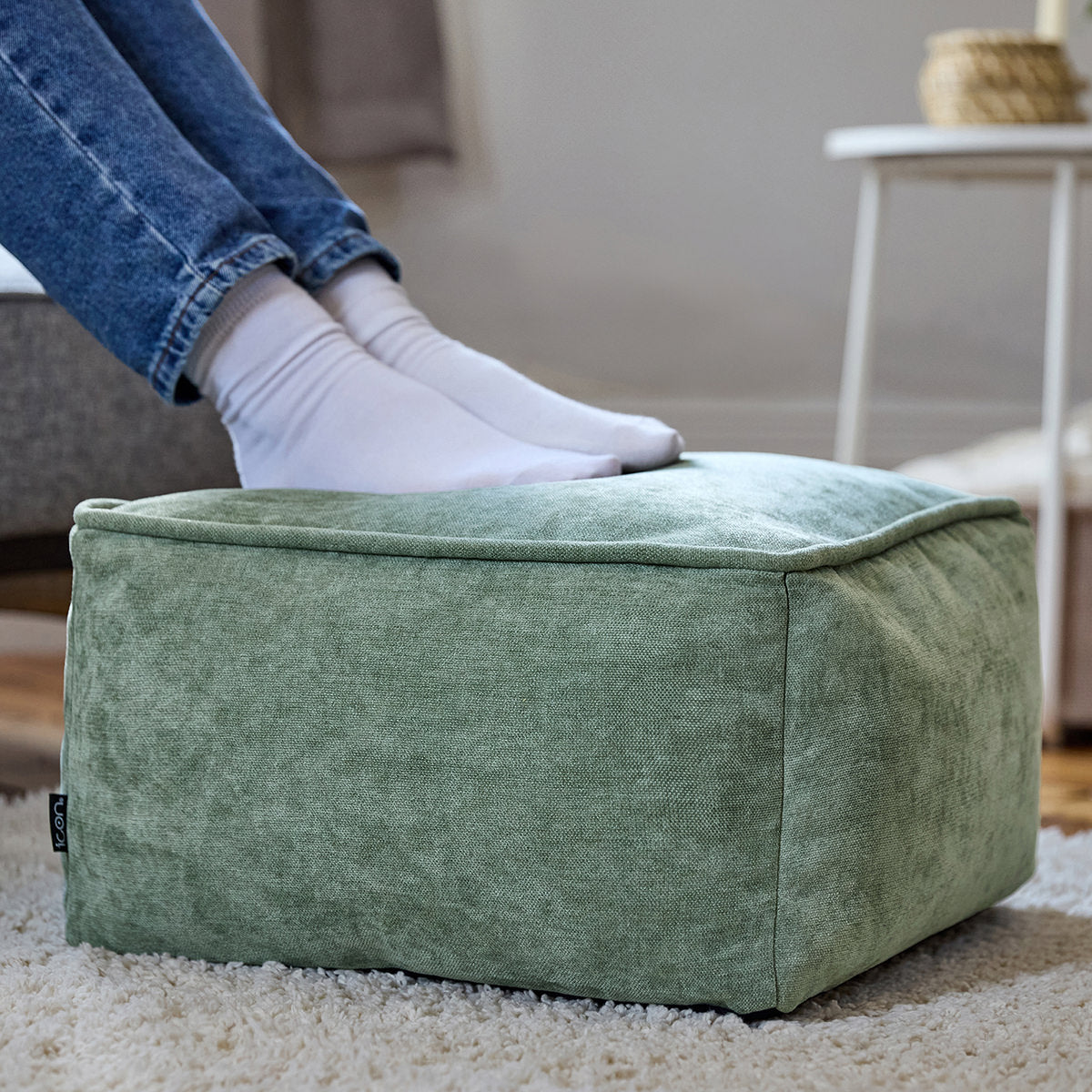 icon® Amara Chenille Footstool, Sage Green — icon Bean Bags