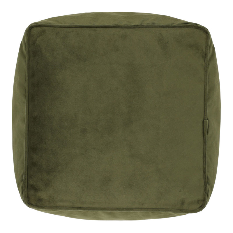 Amara Velvet Square Footstool - Olive