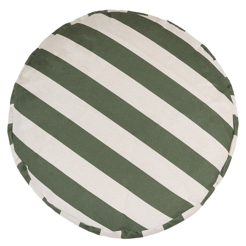 Milano Stripe Woven Round Footstool - Olive Green