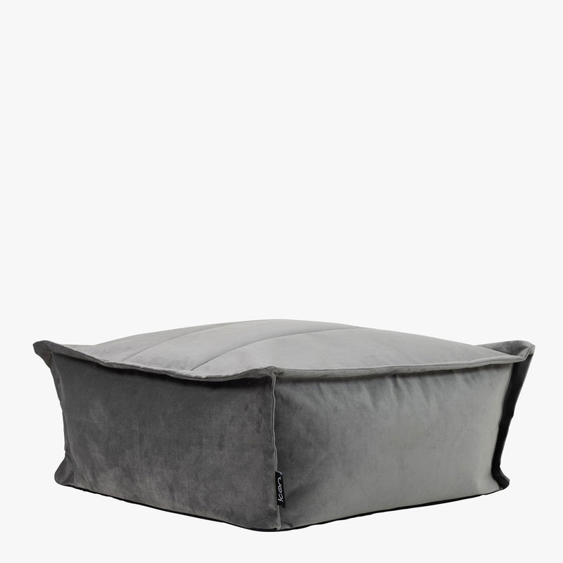 Vita Velvet Footstool - Charcoal Grey