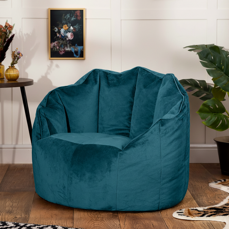 Sirena Velvet Bean Bag Accent Chair - Teal