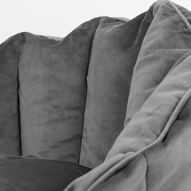Sirena Velvet Bean Bag Accent Chair - Charcoal Grey