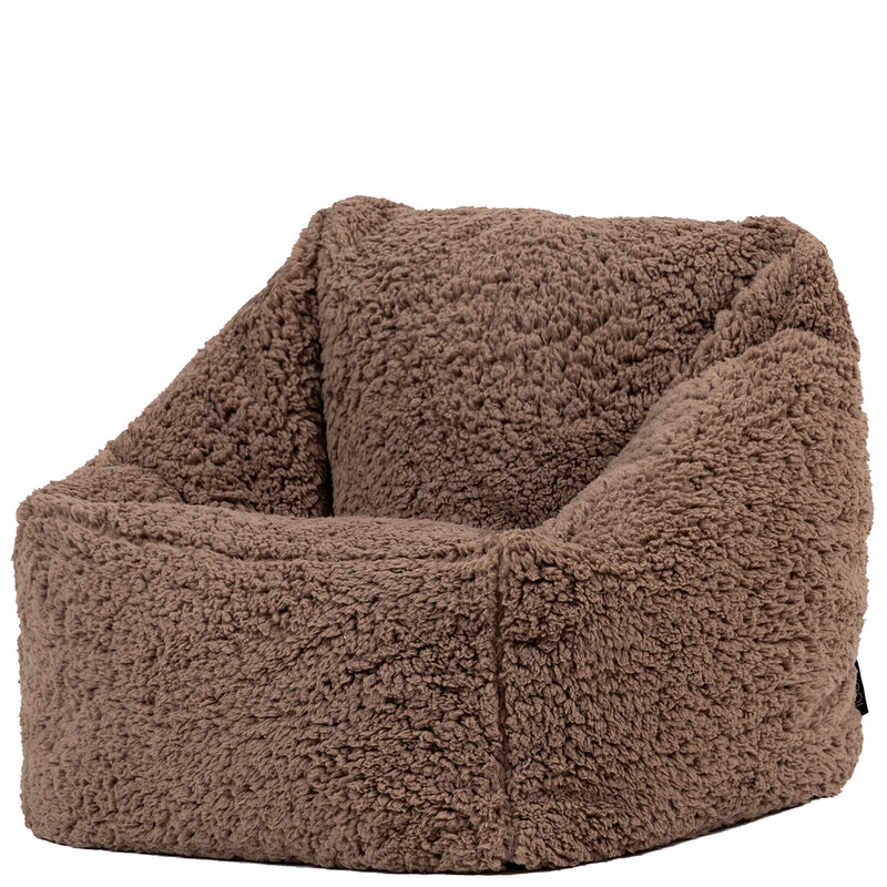 Kids Natalia Teddy Fleece Armchair Bean Bag - Mocha Brown