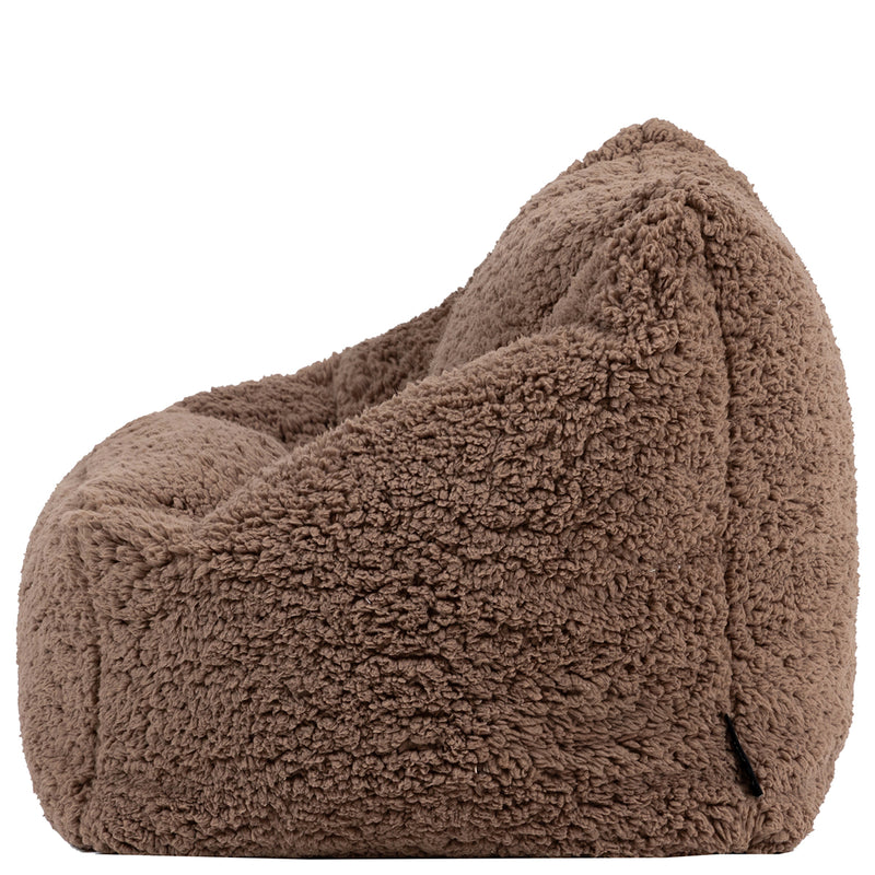 Kids Natalia Teddy Fleece Armchair Bean Bag - Mocha Brown