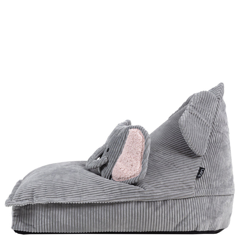 Kids Animal Friends Lounger Bean Bag - Grey