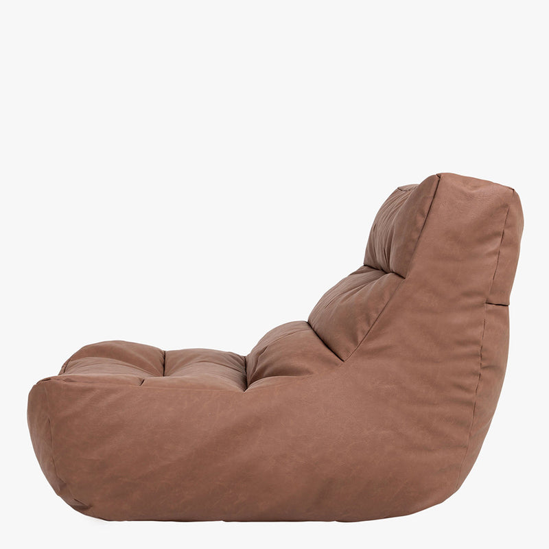 Lorenzo Faux Leather Lounger Bean Bag - Brown